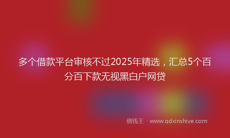 多个借款平台审核不过2025年精选，汇总5个百分百下款无视黑白户网贷