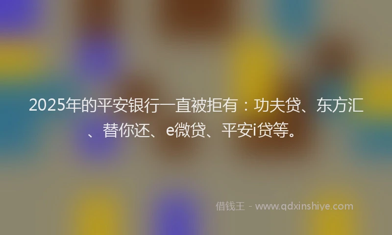 2025年的平安银行一直被拒有：功夫贷、东方汇、替你还、e微贷、平安i贷等。