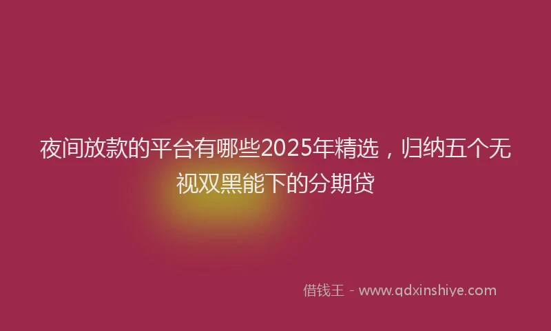 夜间放款的平台有哪些2025年精选，归纳五个无视双黑能下的分期贷