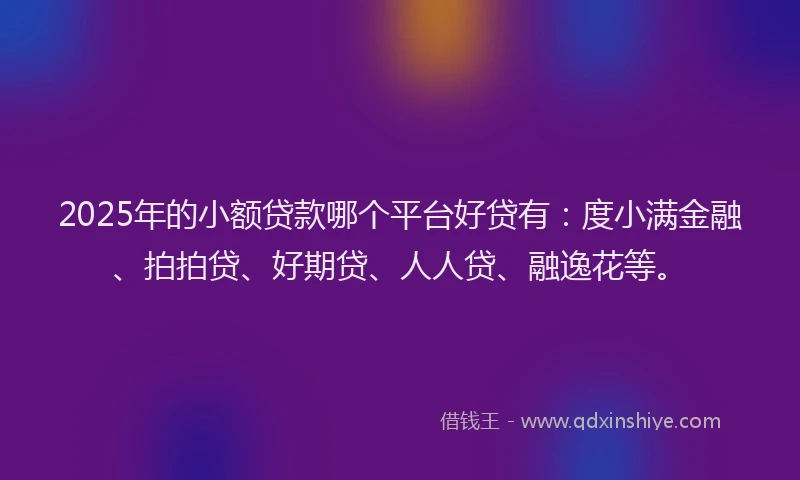 2025年的小额贷款哪个平台好贷有：度小满金融、拍拍贷、好期贷、人人贷、融逸花等。