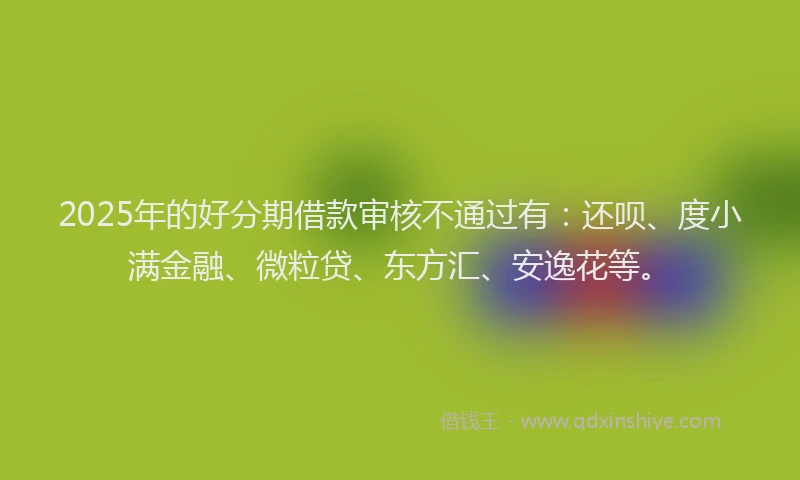 2025年的好分期借款审核不通过有：还呗、度小满金融、微粒贷、东方汇、安逸花等。