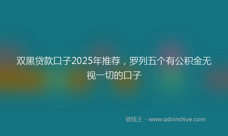 双黑贷款口子2025年推荐，罗列五个有公积金无视一切的口子