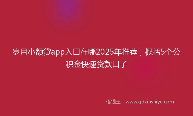 岁月小额贷app入口在哪2025年推荐，概括5个公积金快速贷款口子