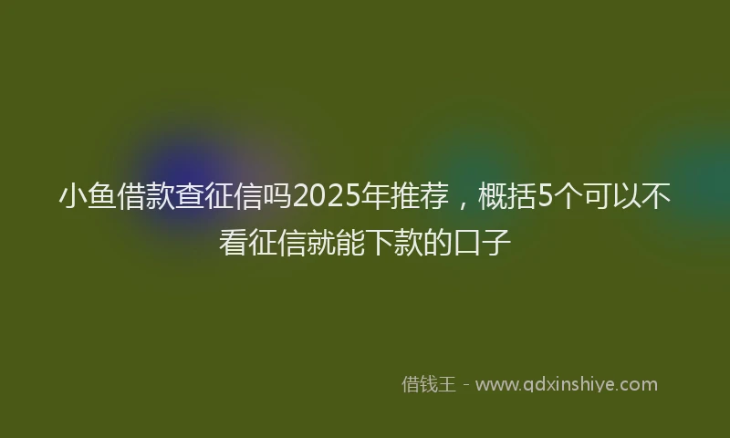 小鱼借款查征信吗2025年推荐，概括5个可以不看征信就能下款的口子