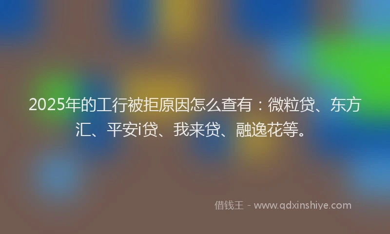 2025年的工行被拒原因怎么查有：微粒贷、东方汇、平安i贷、我来贷、融逸花等。