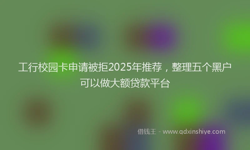工行校园卡申请被拒2025年推荐，整理五个黑户可以做大额贷款平台
