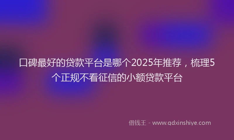 口碑最好的贷款平台是哪个2025年推荐，梳理5个正规不看征信的小额贷款平台