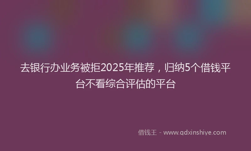 去银行办业务被拒2025年推荐，归纳5个借钱平台不看综合评估的平台
