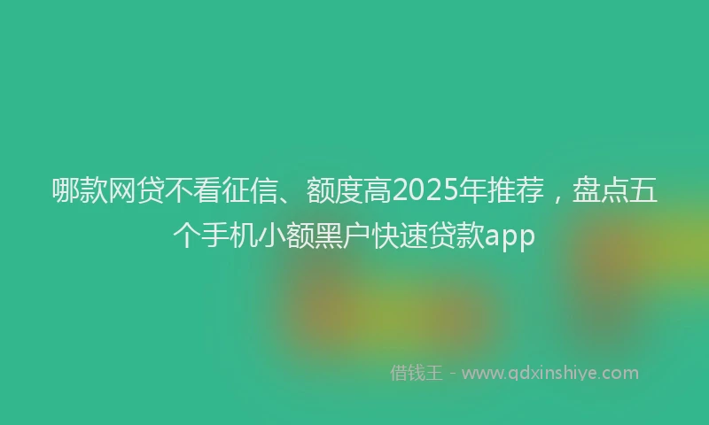 哪款网贷不看征信、额度高2025年推荐，盘点五个手机小额黑户快速贷款app