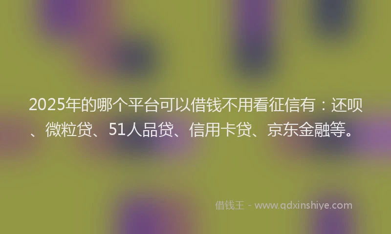 2025年的哪个平台可以借钱不用看征信有：还呗、微粒贷、51人品贷、信用卡贷、京东金融等。