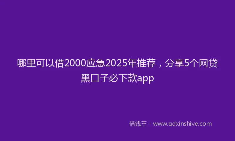 哪里可以借2000应急2025年推荐，分享5个网贷黑口子必下款app