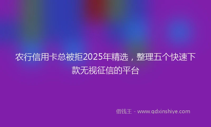 农行信用卡总被拒2025年精选，整理五个快速下款无视征信的平台