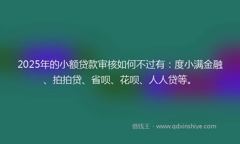 2025年的小额贷款审核如何不过有：度小满金融、拍拍贷、省呗、花呗、人人贷等。