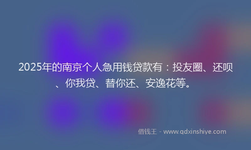 2025年的南京个人急用钱贷款有：投友圈、还呗、你我贷、替你还、安逸花等。