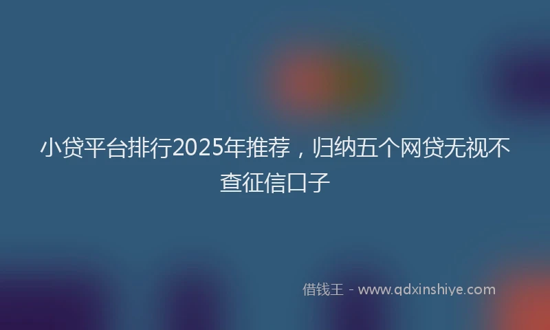 小贷平台排行2025年推荐，归纳五个网贷无视不查征信口子