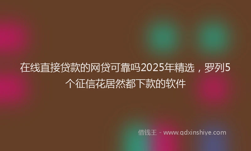 在线直接贷款的网贷可靠吗2025年精选，罗列5个征信花居然都下款的软件
