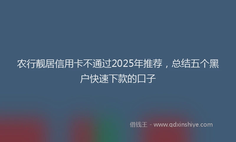 农行靓居信用卡不通过2025年推荐，总结五个黑户快速下款的口子