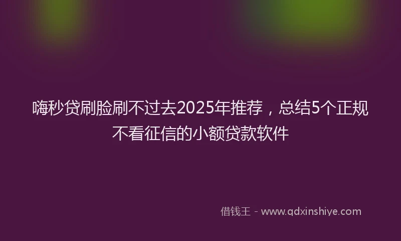 嗨秒贷刷脸刷不过去2025年推荐，总结5个正规不看征信的小额贷款软件
