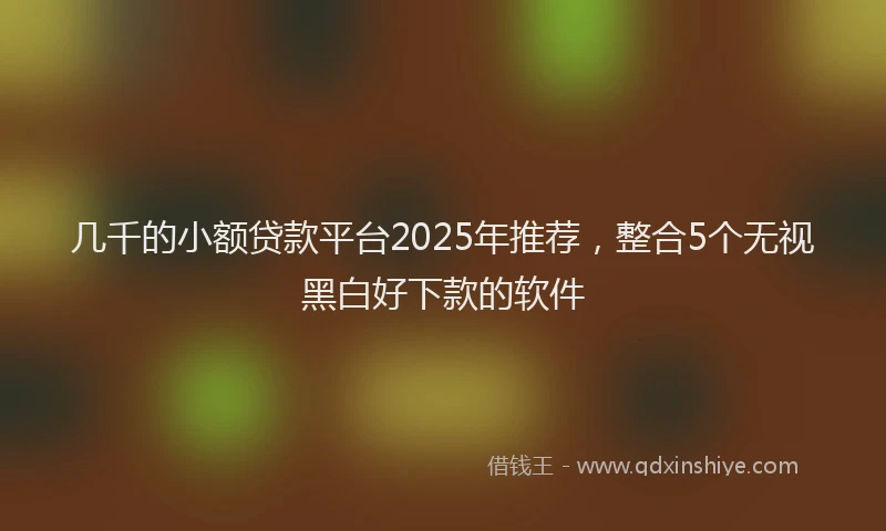 几千的小额贷款平台2025年推荐，整合5个无视黑白好下款的软件
