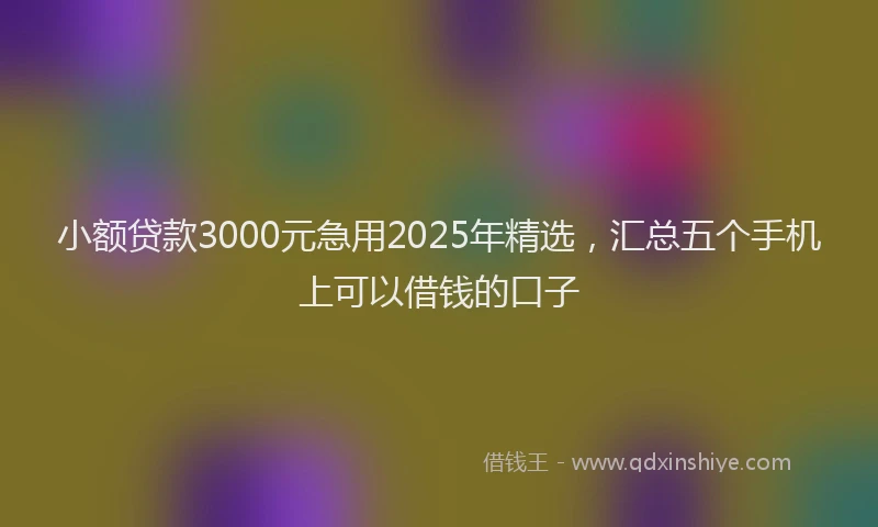小额贷款3000元急用2025年精选，汇总五个手机上可以借钱的口子