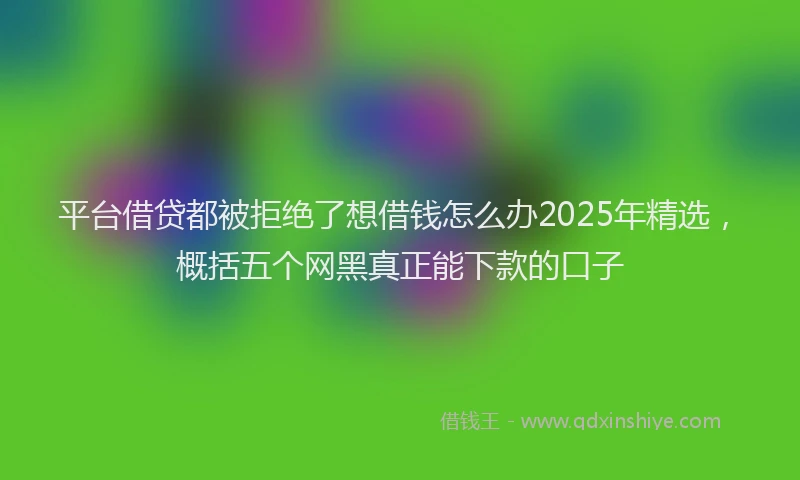 平台借贷都被拒绝了想借钱怎么办2025年精选，概括五个网黑真正能下款的口子