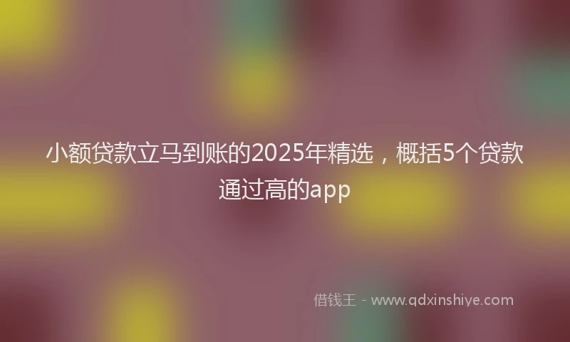 小额贷款立马到账的2025年精选，概括5个贷款通过高的app