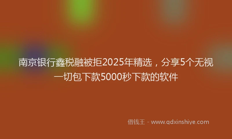 南京银行鑫税融被拒2025年精选，分享5个无视一切包下款5000秒下款的软件