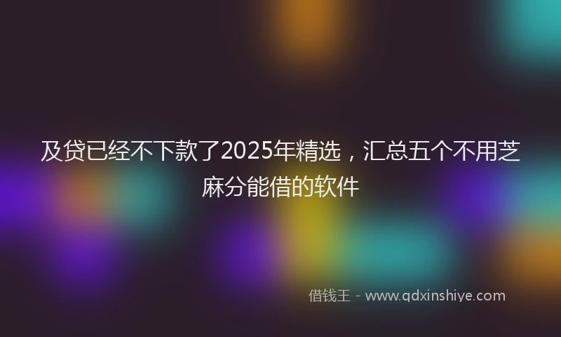 及贷已经不下款了2025年精选，汇总五个不用芝麻分能借的软件