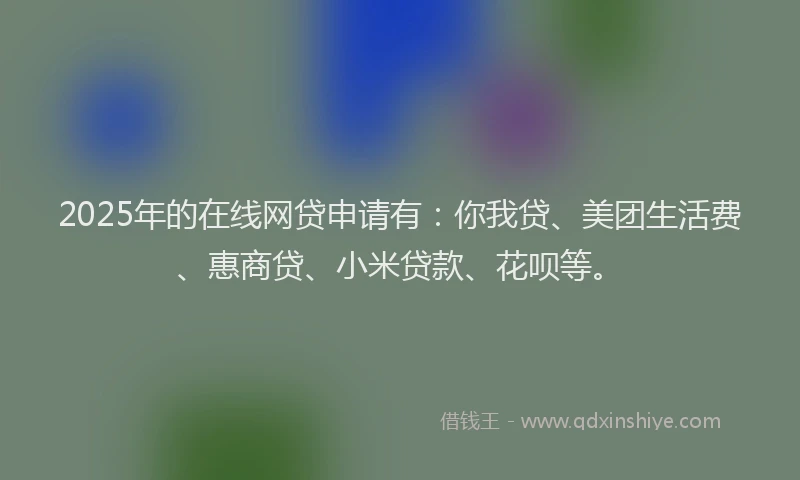 2025年的在线网贷申请有：你我贷、美团生活费、惠商贷、小米贷款、花呗等。