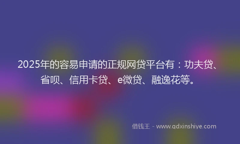 2025年的容易申请的正规网贷平台有：功夫贷、省呗、信用卡贷、e微贷、融逸花等。
