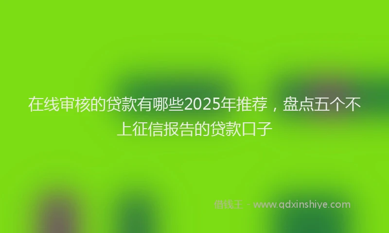 在线审核的贷款有哪些2025年推荐，盘点五个不上征信报告的贷款口子
