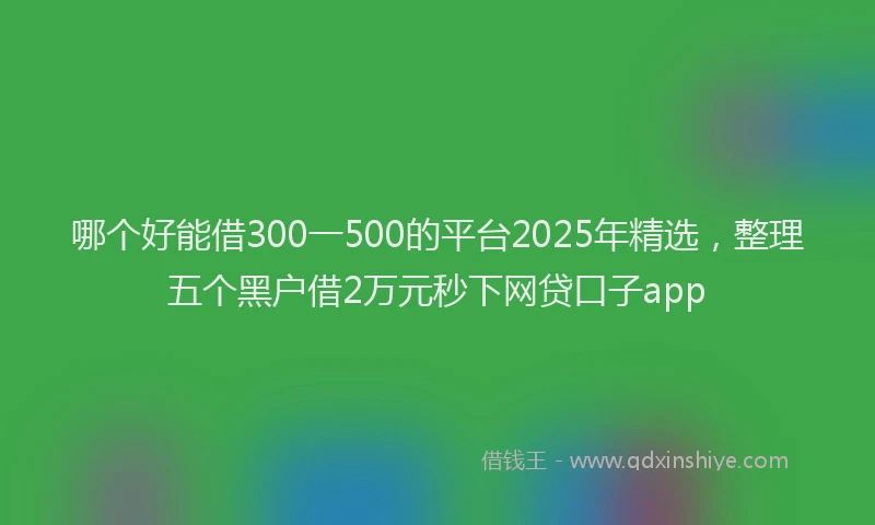 哪个好能借300一500的平台2025年精选，整理五个黑户借2万元秒下网贷口子app
