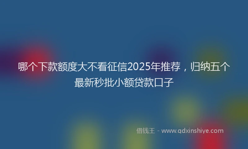 哪个下款额度大不看征信2025年推荐，归纳五个最新秒批小额贷款口子