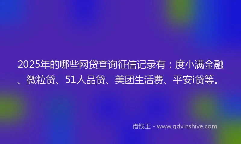 2025年的哪些网贷查询征信记录有：度小满金融、微粒贷、51人品贷、美团生活费、平安i贷等。