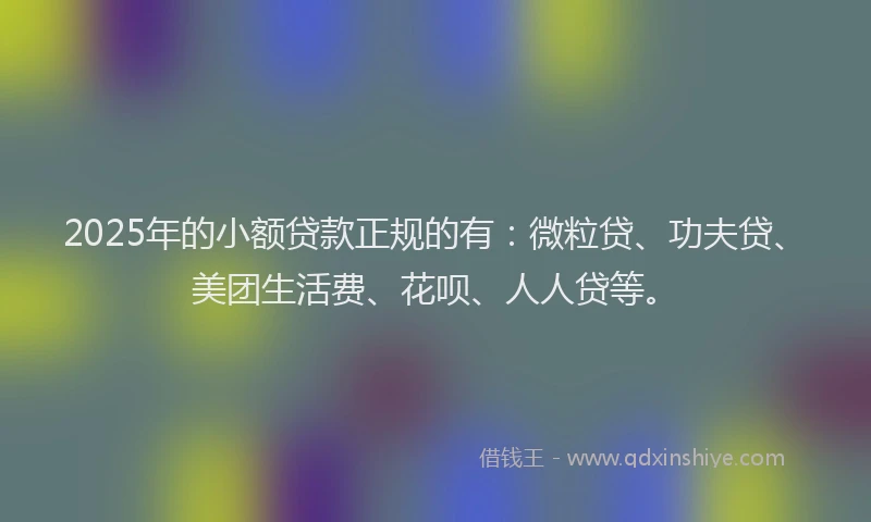 2025年的小额贷款正规的有：微粒贷、功夫贷、美团生活费、花呗、人人贷等。