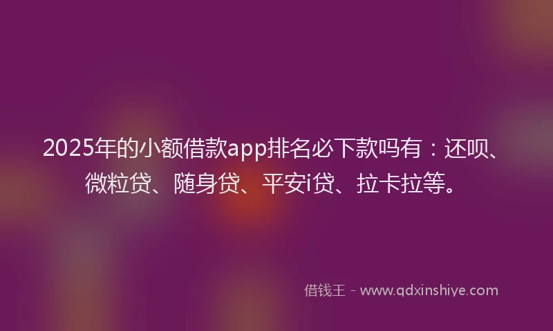 2025年的小额借款app排名必下款吗有：还呗、微粒贷、随身贷、平安i贷、拉卡拉等。