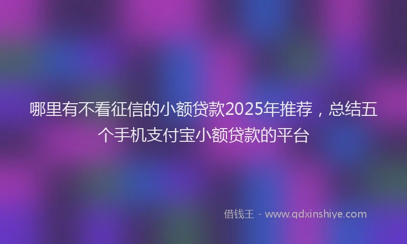 哪里有不看征信的小额贷款2025年推荐，总结五个手机支付宝小额贷款的平台