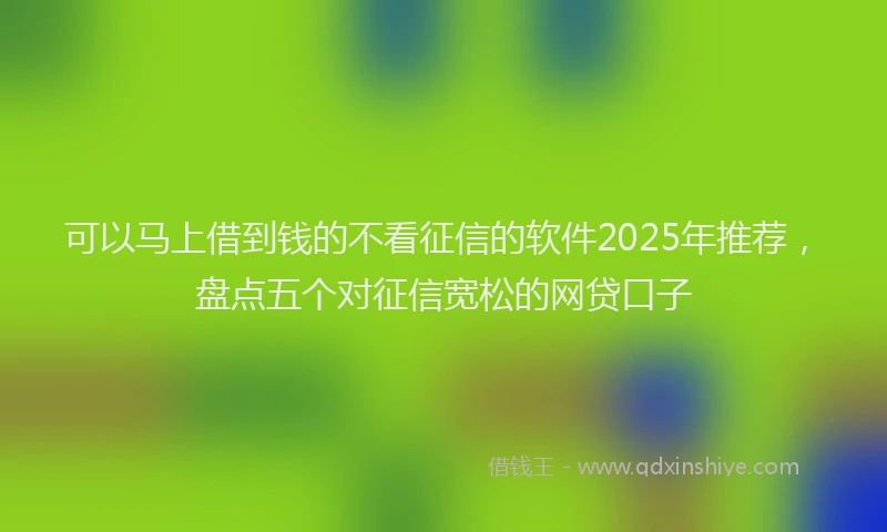 可以马上借到钱的不看征信的软件2025年推荐，盘点五个对征信宽松的网贷口子