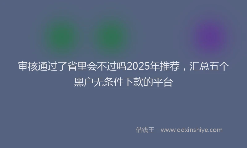 审核通过了省里会不过吗2025年推荐，汇总五个黑户无条件下款的平台