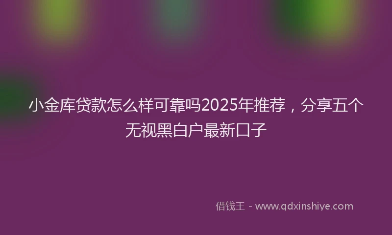 小金库贷款怎么样可靠吗2025年推荐，分享五个无视黑白户最新口子