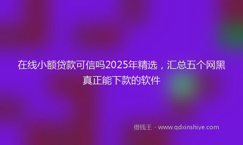 在线小额贷款可信吗2025年精选，汇总五个网黑真正能下款的软件