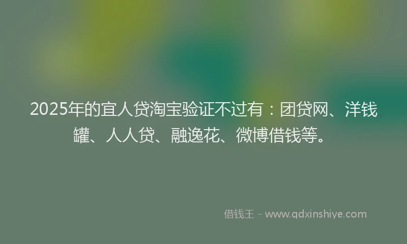 2025年的宜人贷淘宝验证不过有：团贷网、洋钱罐、人人贷、融逸花、微博借钱等。