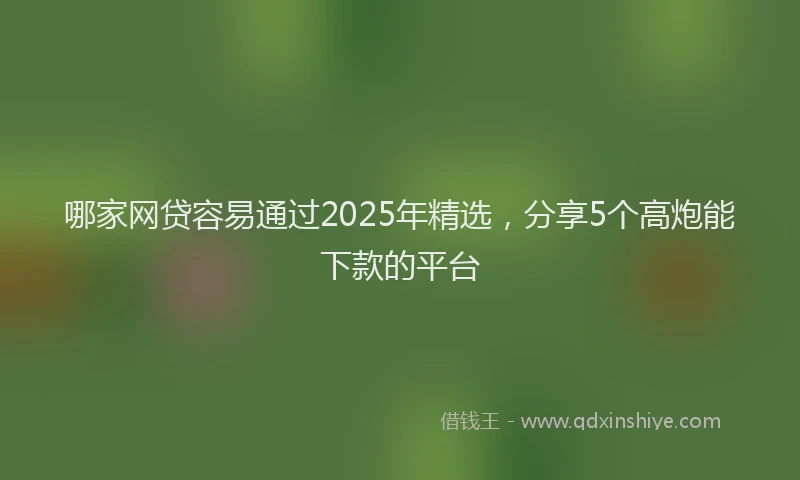 哪家网贷容易通过2025年精选，分享5个高炮能下款的平台
