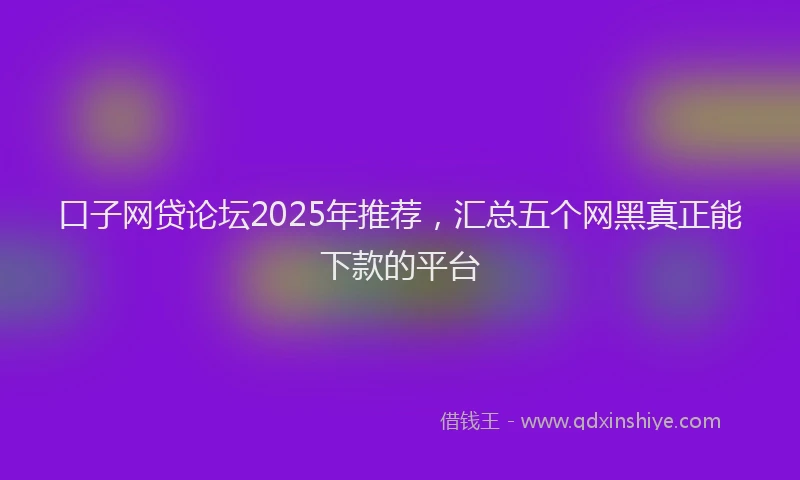 口子网贷论坛2025年推荐，汇总五个网黑真正能下款的平台