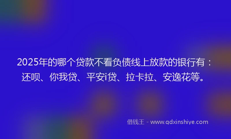 2025年的哪个贷款不看负债线上放款的银行有：还呗、你我贷、平安i贷、拉卡拉、安逸花等。
