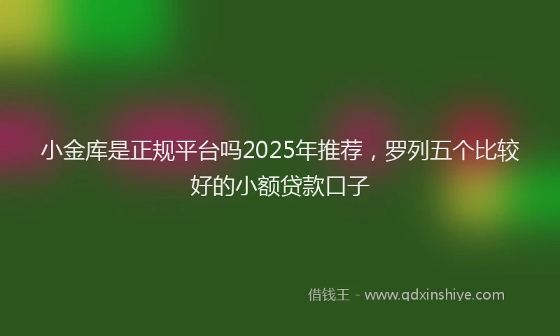 小金库是正规平台吗2025年推荐，罗列五个比较好的小额贷款口子