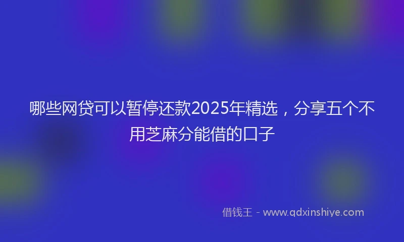 哪些网贷可以暂停还款2025年精选，分享五个不用芝麻分能借的口子