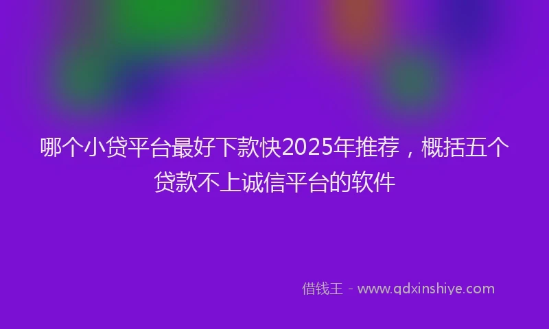 哪个小贷平台最好下款快2025年推荐，概括五个贷款不上诚信平台的软件
