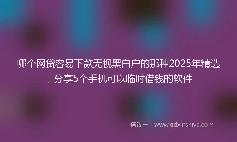哪个网贷容易下款无视黑白户的那种2025年精选，分享5个手机可以临时借钱的软件