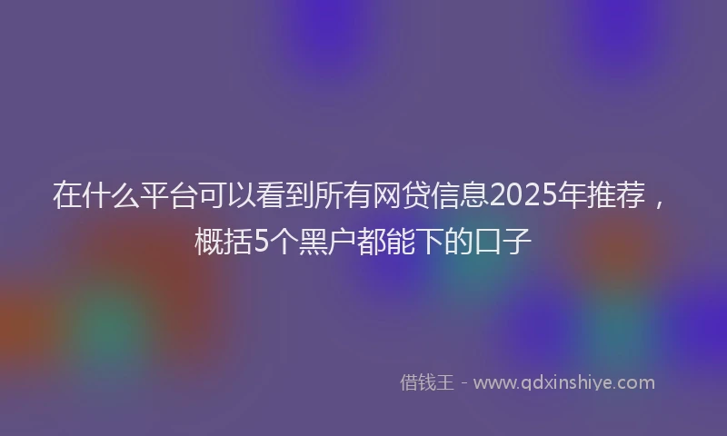 在什么平台可以看到所有网贷信息2025年推荐，概括5个黑户都能下的口子